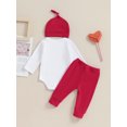 thumbnail image 4 of Suealasg Infant Baby Boy Valentine's Day Outfits Clothes 3M 6M 12M 18M Toddler Boy Long Sleeve Letter Bow Print Romper Long Pants Hat 3Piece Casual Spring Clothing for Newborn Boy, 4 of 8
