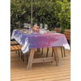 thumbnail image 3 of Outdoor Tablecloth with Umbrella Hole for Patio/Picnic/Party/Camping, Orange Purple Forest Silhouette Waterproof Table Cloth Rectangle Table Cover Washable, Watercolor Forest Trees Retro (60"x 120"), 3 of 8