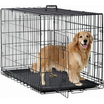 IUKRYU 48 Inch Large Dog Crate, Folding Metal Dog Cage with Double Doors & Double Lock, Portable Collapsible Dog Kennel Pet Cage for Medium & Large Dogs