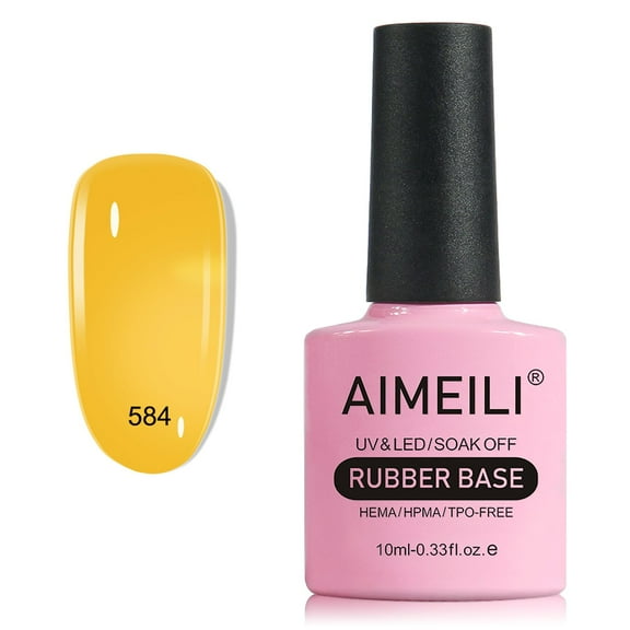 AIMEILI 5 in 1 Rubber Base Gel For Nails, Sheer Color Gel Nail Polish UV LED Soak Off, Elastic Rubber Base Coat Nail Strengthener Nail Rhinestones Glue Gel - (584) 10ml