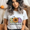 thumbnail image 2 of With God All Things Are Possible Bible Verse T-Shirt with Sunflower, CarolinaBlue, Size L, 2 of 6