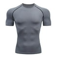 thumbnail image 2 of Breathable Compression Shirts for Men Athletic Quick Dry Base Layer Running Cycling T Shirt Training Workout Tops Grey XXL, 2 of 4