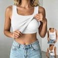 thumbnail image 2 of Women's Workout Sleeveless Cami Vest Square Neck Built in Padded Bra Tank Top Slim Fit Back Twist Cutout Gym Shirts Soft Layering Tops White, 2 of 7
