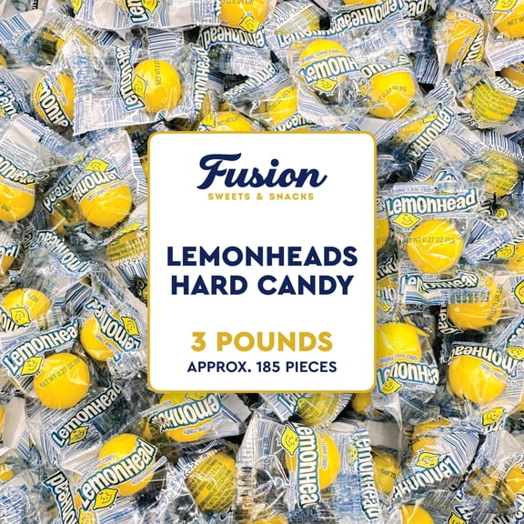 Lemonhead Candy - 3lb Bulk Bag (Approx. 185 Count), Individually Wrapped Original Lemon Head Hard Yellow Candies - The Perfect Candy For Parties, Holiday, Movie Nights And Snacking