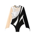 thumbnail image 5 of iiniim Womens Shiny Gymnastics Leotard Metallic Contrast Color Long Sleeve Bodysuit Performance Silver L, 5 of 7