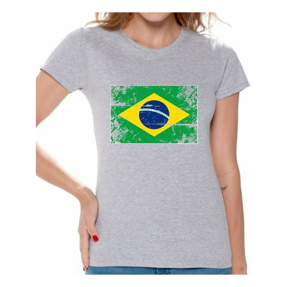 Awkward Styles Brazil Flag Shirt for Women Brazilian Soccer 2018 Tshirt Gifts from Brazil Flag of Brazil Brazilian Women Brazil Shirts for Women Brazil 2018 Tshirt Brazilian Gifts for Women
