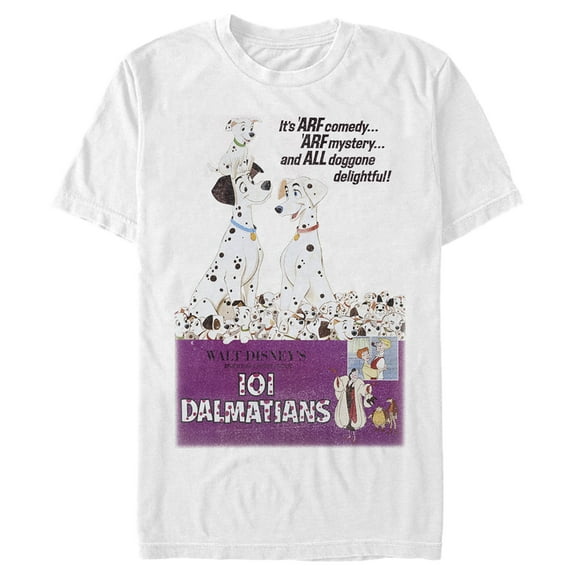 Men's One Hundred and One Dalmatians Retro Poster Graphic Tee White Medium