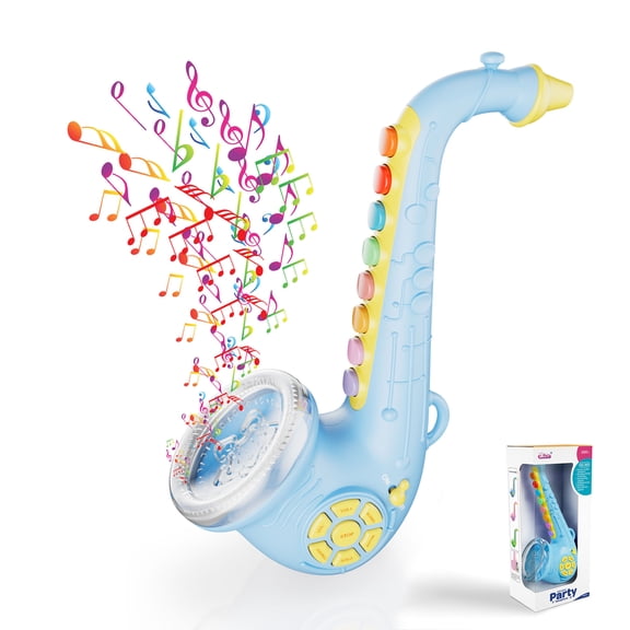 Contixo KT1 Toy Saxophone with Lights and Sound, Early Education Musical Instruments for Kids, Blue