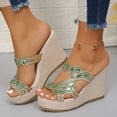 thumbnail image 2 of asddcavvf Ladies Summer Rhinestone Bright Leather Thick Bottom Large Size Slope Heel Sandals Slipper, 2 of 9