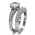 thumbnail image 4 of High polished (no plating) Stainless Steel Ring with AAA Grade CZ in Clear for Women Clear Stone Color Style TK1W007 Size 9, 4 of 5