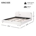 thumbnail image 3 of King Size Boucle Platform Bed with Curved Headboard, Upholstered Bed Frame with Wood Slats and Steel Support for Bedroom, White, 3 of 8