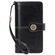 Sendefn Wallets for Women Genuine Leather Credit Card Holder with RFID Blocking Large Capacity Wristlet
