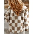 thumbnail image 5 of Jackets For Women Causal Sherpa Fall Jacket Loose Button Down Plaid Winter Coats, 5 of 6