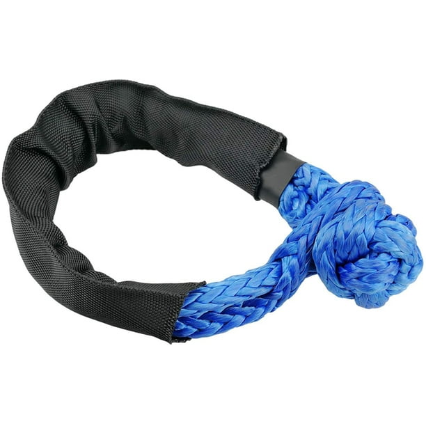 ShenMo 1pcs 17 tonnes noeud corde souple manille charge unique apparié  treuil corde remorque corde remorque crochet tout-terrain, bleu 