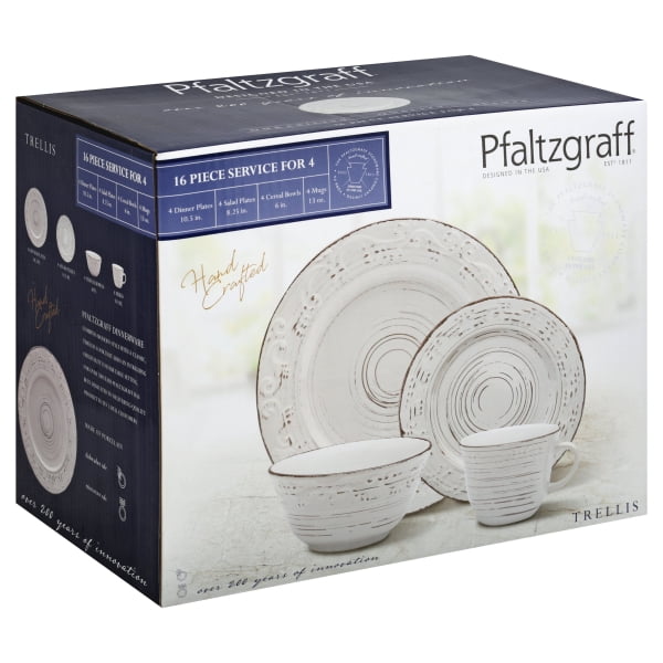 Pfaltzgraff 16Piece Trellis Dinnerware Set Stoneware, White Walmart