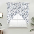 thumbnail image 2 of Swag Valance Curtains for Windows, Blue Leaves Light Filtering Kitchen Curtains with Rod Pocket, Summer Botanical Elegant Pastoral Decorative Window Treatment Valances for Living Room, 36x45 - 2 PCS, 2 of 9