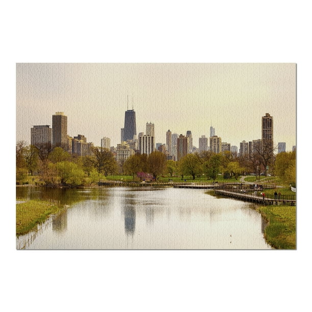 Chicago, Illinois - Downtown Skyline & South Pond at ...