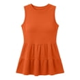 thumbnail image 5 of Hurxie Womens Summer Tank Tops Sleeveless Ribbed Knit Babydoll Peplum Tops Work Business Casual Shirts Blouses Orange,M, 5 of 6