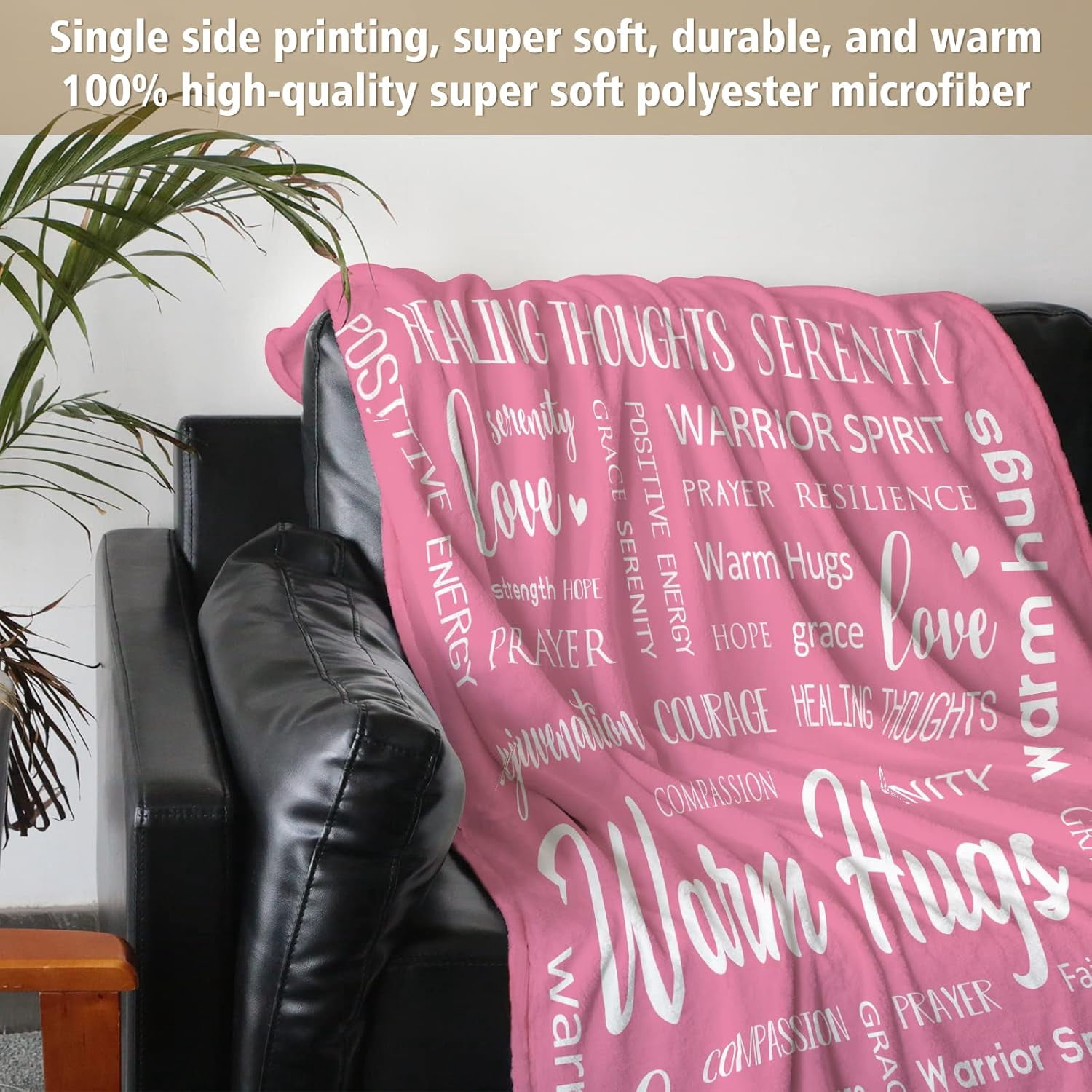 Warm Hugs Healing Blanket - Breast Cancer Gifts for Women, Get Well Soon, Feel Better Gifts for Women Patient, Think of You, Sympathy Gift for Friend Sister, Soft Comfort Throw Blankets 50" x 60"