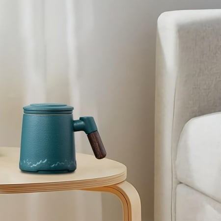 

400ml Tea Cup with Infuser and Lid Filter Froth Jug Maker Coffee Mug Ceramic Tea Mug Tea Infuser Mug for Milk Office beverage Garden Green