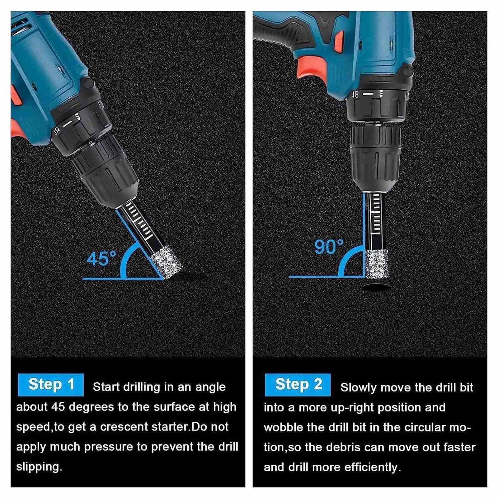 NATEFEMIN 1/4" Dry Diamond Drill Bit 6mm Quick Change Hex Dry Drill Bit for Granite Tile Glass Ceramics, 5PCS