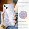thumbnail image 3 of for iPhone 13 Case/iPhone 14 Case for MagSafe, Cute Glitter Pearl Design for Women and Girls, Anti-Yellow Hard PC Protective Luxury Shockproof Bumper Phone Case for iPhone 13/14, Purple, 3 of 6