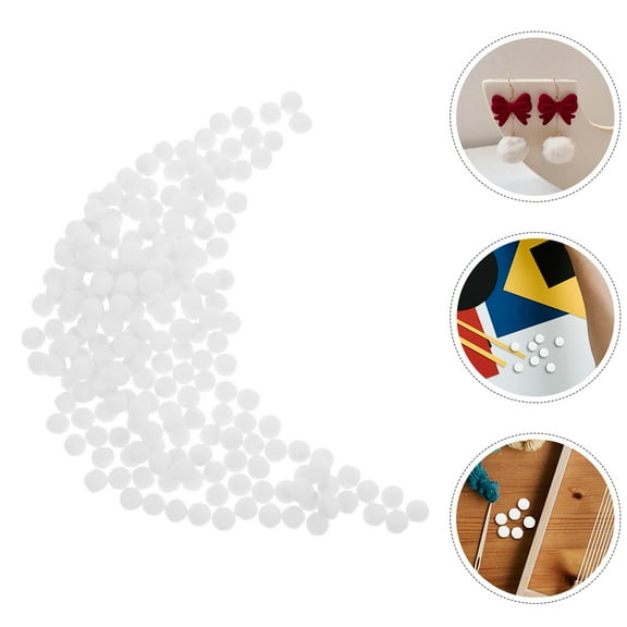 NIYANGLE Craft Making Small Pom Poms for Students 200pcs White Polyester