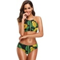 thumbnail image 4 of Dreamtimes Chic Sunflowers Yellow Floral On Black Swimsuits Padded Bikini Sets Sexy Swimwear for Women, Medium, 4 of 7