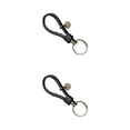 thumbnail image 1 of Yuarrent LLavero de pareja de cuero, accesorios para automóviles, cuerdas tejidas, llavero, antipérdida, coche, colgante Unisex, suministros Negro 2Conjunto, 1 of 6