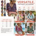 thumbnail image 3 of Women's Boho Printed Blouse,3/4 Sleeve Lace-Up V-Neck Peasant Top Summer,Ruffle Blouse, 3 of 7