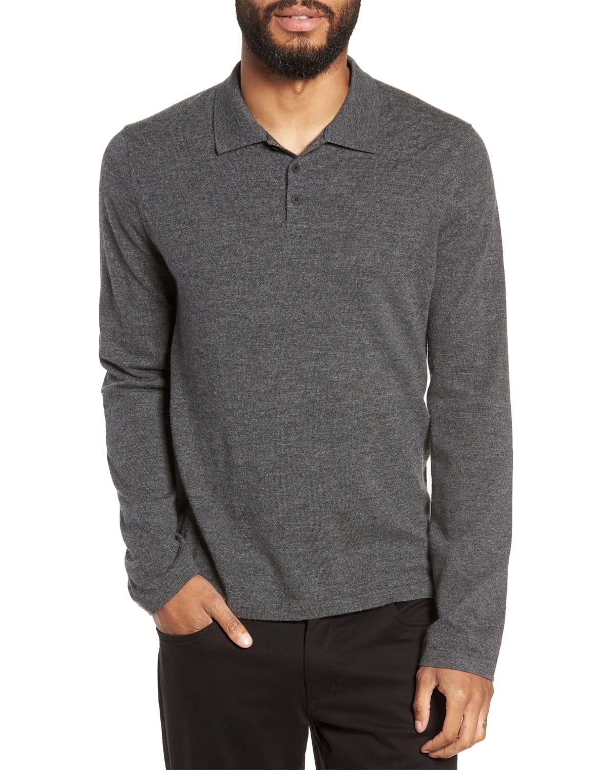 long sleeve cashmere polo