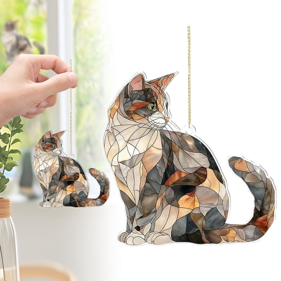 Clearance Under $5 Colorful Acrylic Cat Sun Catcher Window Hanging Decoration for Garden Home,1PC,Multicolor