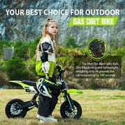 TOXOZERS 50cc Dirt Bike for Kids,Mini Pit Bike for Boys and Girls 8+,25 MPH Off Road Motor-Cycle with Disc Brakes,Green