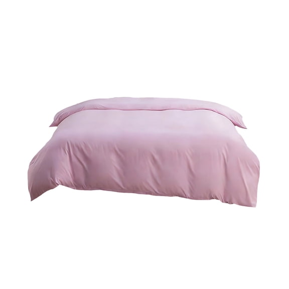 Pink Cotton Quilt Cover, 173x229cm Twin Size Bedding Set, Soft Washed Fabric for Dorm or Home
