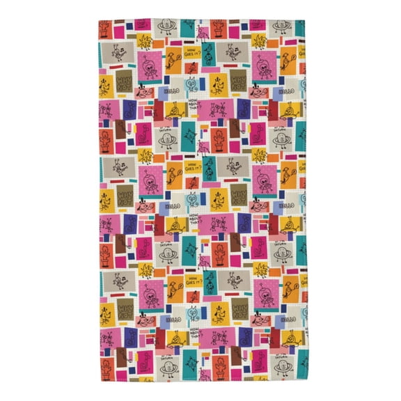 Rateoe Cute Doodles Pattern Microfiber Towel, Beach Towel, Pool Towel, Quick-dry Travel Towel, Soft and Plush towel, Absorbent Towel-27.5x16 Inch