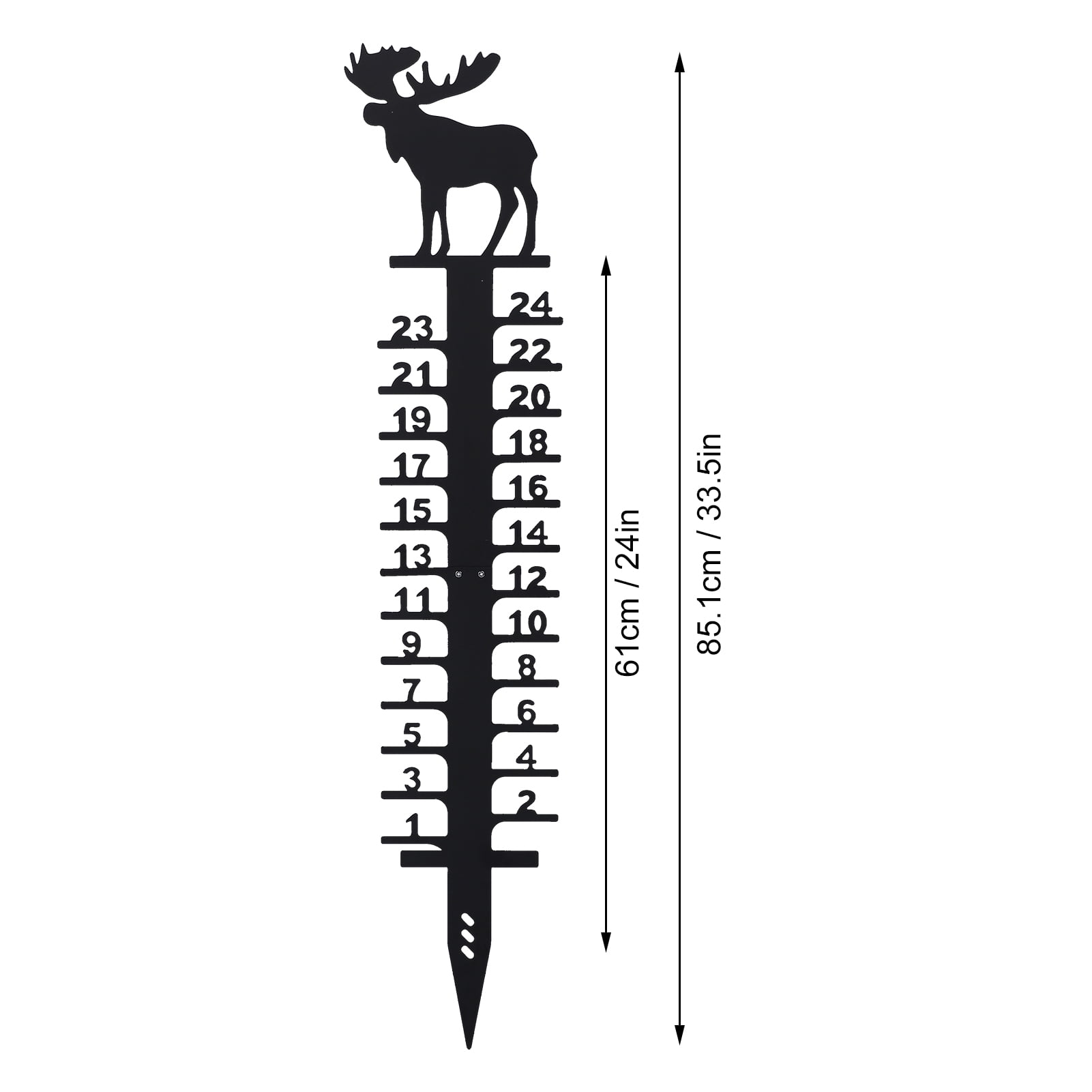 Riousery 24in Snow Gauge Outdoor Large Iron Snowfall Measuring Stick for Yard