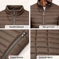 thumbnail image 3 of Xcmzpl Puffer Jacket Men Full Zip Stand Collar Quilted Jackets Solid Warm Winter Coats Lightweight Fall Outerwear with Pockets, 3 of 7