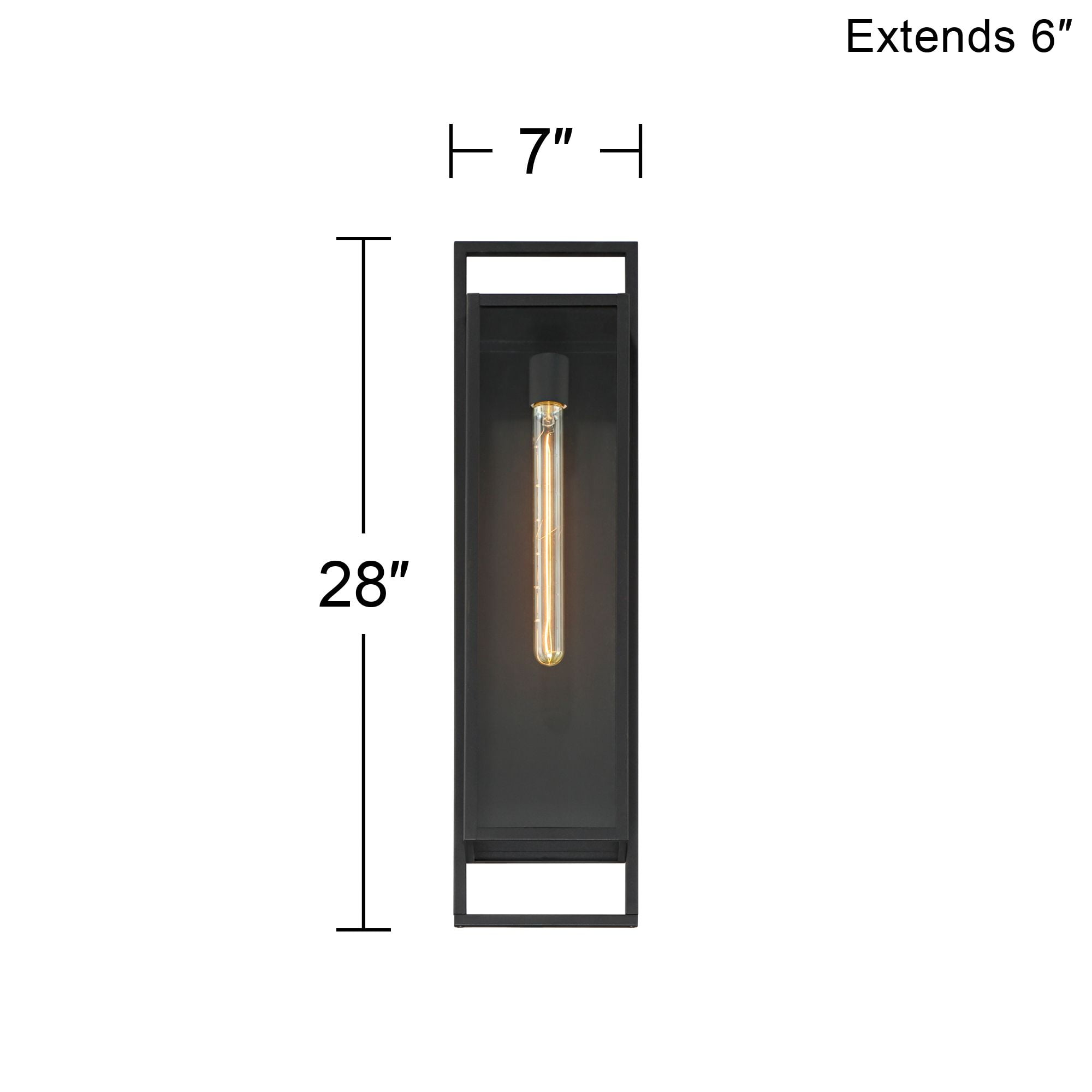 Possini Euro Design Jericho 28" High Modern Outdoor Wall Light Fixture Mount Porch House Edison Bulb Textured Black Finish