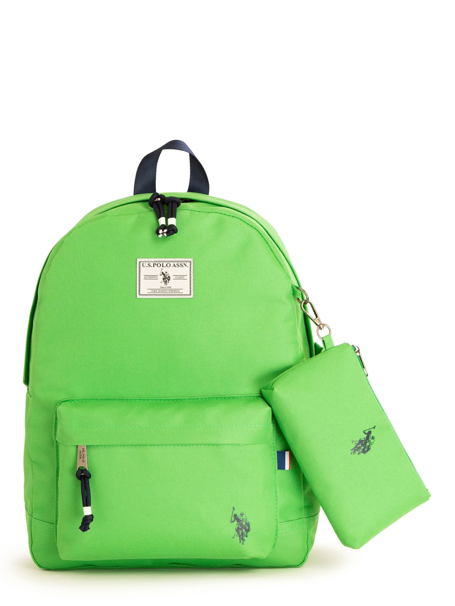 U.S. Polo Assn. Adult 16" Water-Resistant Backpack & Detachable Pouch, Green