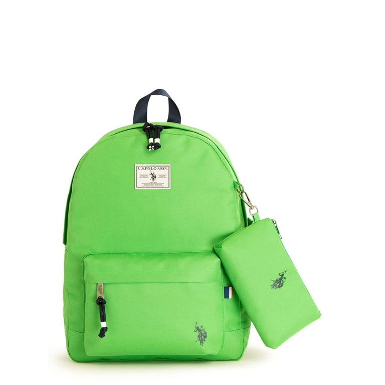 U.S. Polo Assn. Adult 16 Water Resistant Backpack Detachable Pouch Green