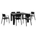thumbnail image 1 of Loft Outdoor Dining Set with 6 Arm Chairs and 55 inch Extension Table Black, 1 of 5