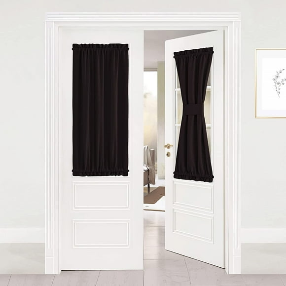 shiyou-Sliding Door Blackout Curtains - Functional Thermal Insulated Blackout Side Lights Front Door Curtain Panel (25W by 40L inches, Toffee Brown, Single Panel)