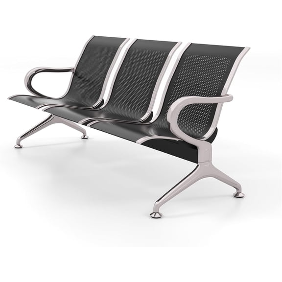 Waiting Room Chairs - Office Lobby Chairs, 3 Seat Reception Area Furniture, Waiting Room  with Ergonomic Backrest for Salon Airport Hospital Waiting Area, Black