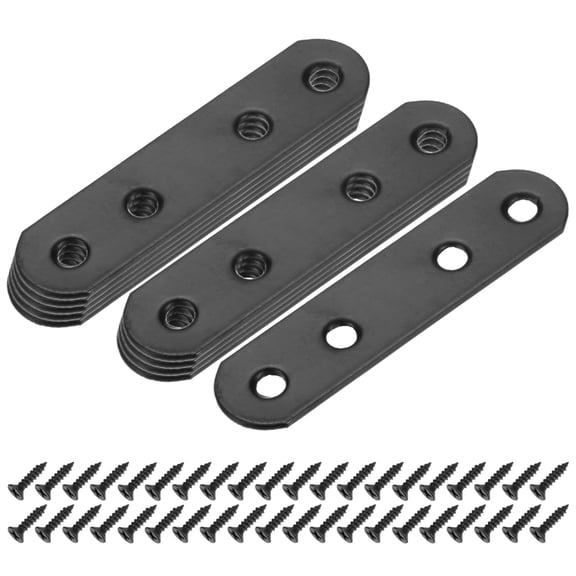 10-Pack Flat Straight Brackets, 2.95 x 0.71 Inch Flat Bracket Mending for Wood Furniture/ Timber PC Case Holder, Plate Furniture Brace [Black]