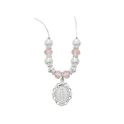 MCVAN Adjustable Pink and Pearl Miraculous Medal Necklace