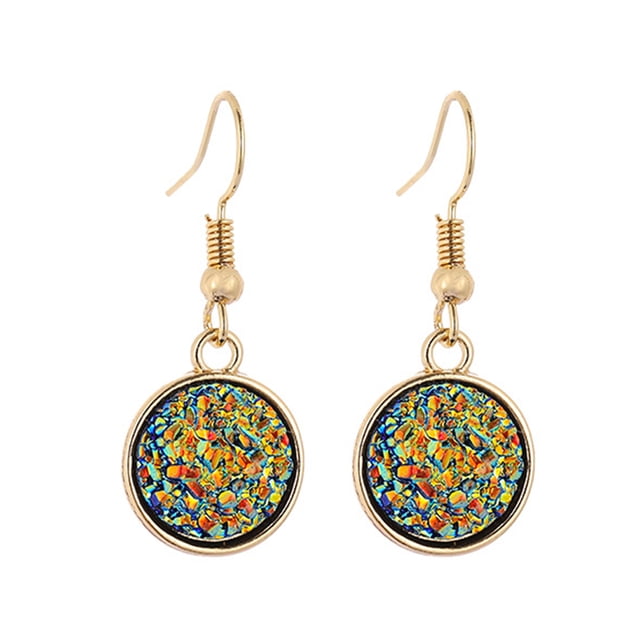 Sonducket 1 par de pendientes colgantes chapados en Drusy, colgantes redondos, accesorios de joyería multicolor, regalos femeninos, decoraciones para Ropa, zapatos y accesorios Miscelánea Color Sonducket AP009627-09B