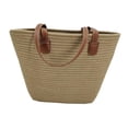thumbnail image 3 of hengtong Woven Tote Bag Beach Lightweight Stylish Ladies Tote Bag Trendy Shoulder Bag Beige, 3 of 9