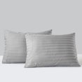 thumbnail image 5 of California Design Den Damask Striped 500 Thread Count King Pillow Cases Set of 2, Soft 100% Cotton Sateen, Cooling 2 King Pillowcases - Light Grey, 5 of 5