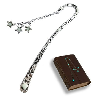 CCOCC Bookmark,Glowing Metal Bookmark Book Marks for Reading for Sun Moon Star Lovers