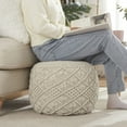 thumbnail image 3 of Ornavo Home Pouf Ottoman Foot Rest - 100% Cotton Pouffe - Hand Knitted Macrame Braid - Boho Round Stuffed Ottoman for Living Room, Bedroom, 3 of 6